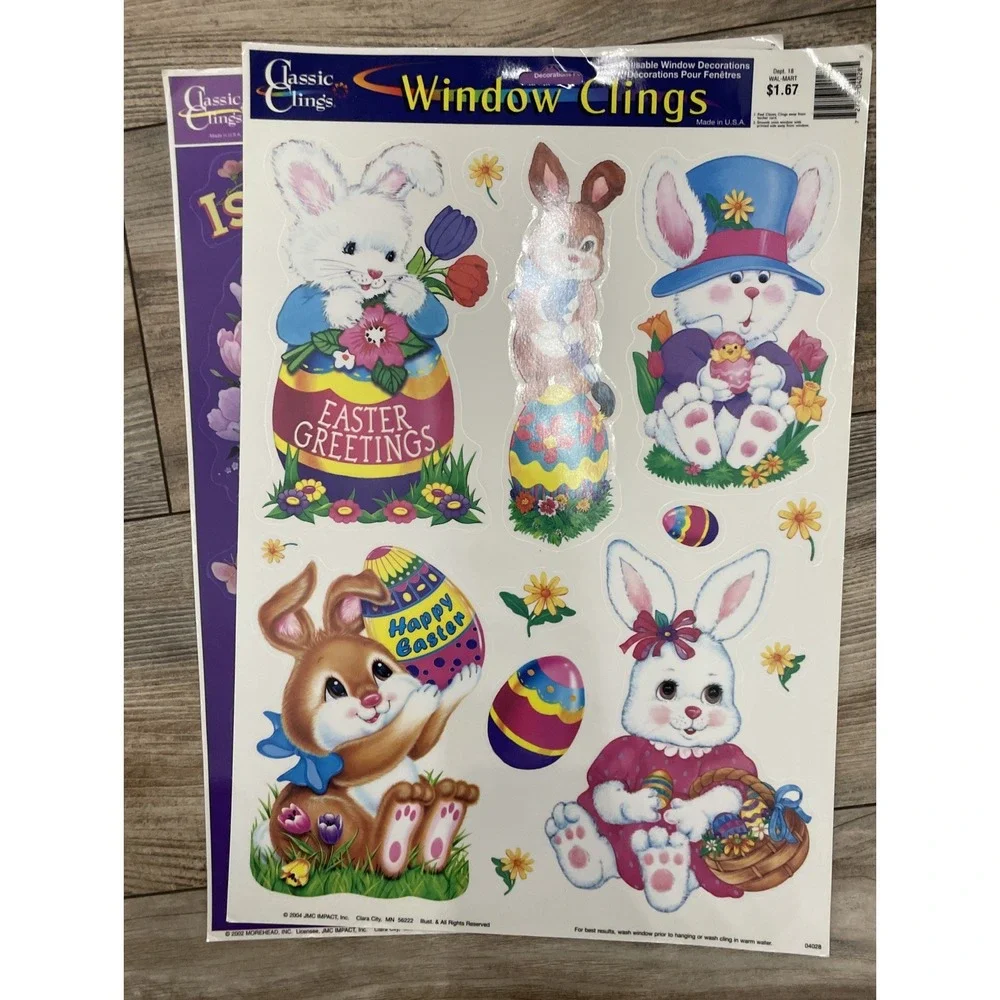 Color/Classic Clings Vintage Easter Holiday Window Static Clings Lot‎ (3 Pieces)